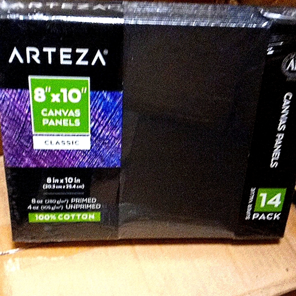 Arteza Paint Canvases for Painting, Pack of 14, 8 x 10 Inches, Blank Black Canva